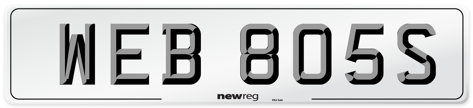 WEB 805S Number Plate from New Reg